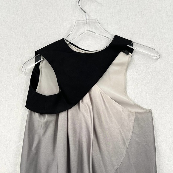 NARCISO RODRIGUEZ Tunic Dress Womens XS Gray Black Ombre Silk Asymmetrical Mini - Picture 15 of 16